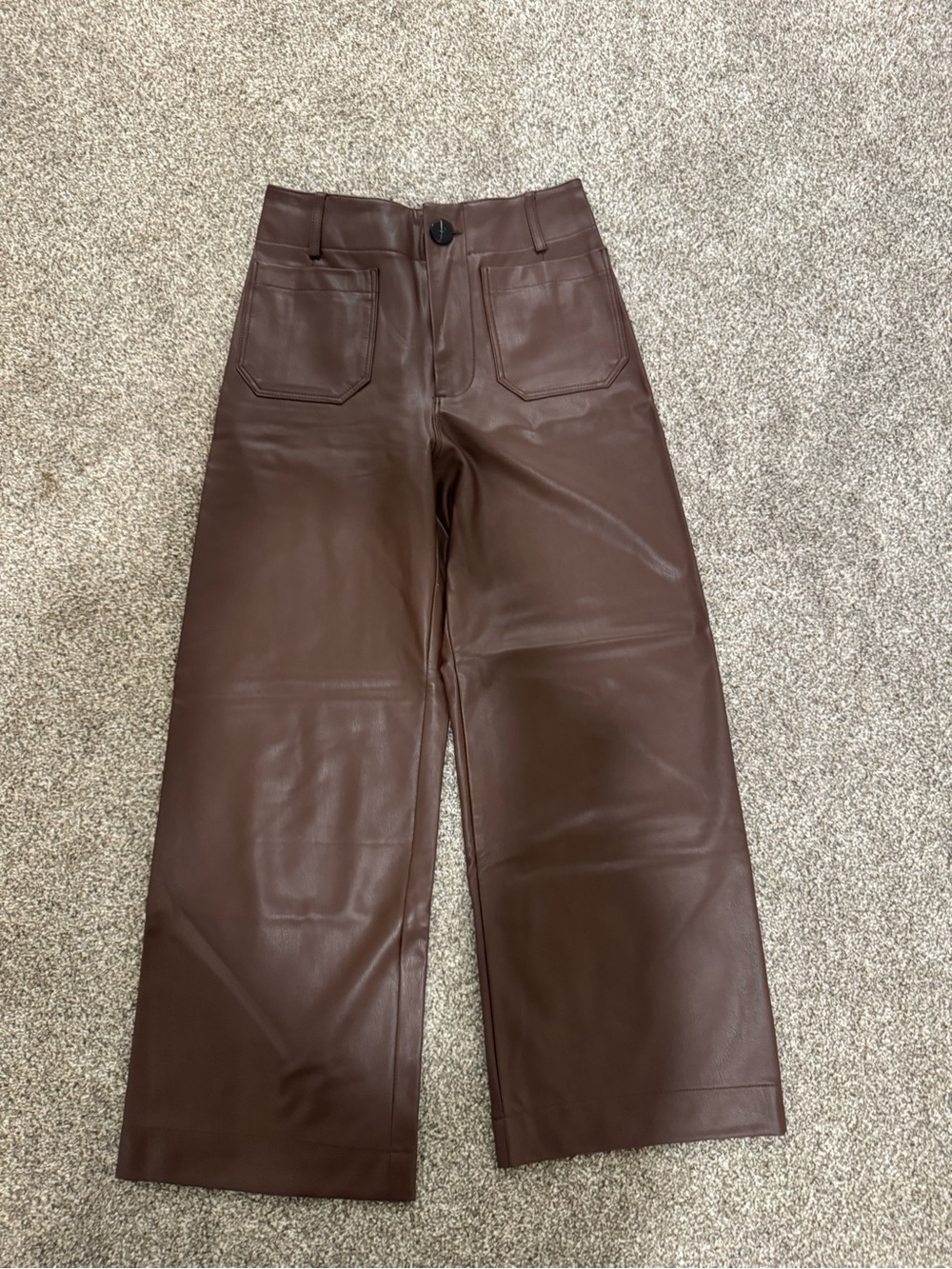 Anthropologie Faux-Leather Wide Leg Pants — Deep Chocolate